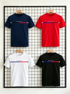 4-Pack Quick-Dry Sports T-Shirts, Summer New Round Neck Training Tops, Breathable Workout Shirts, Gym Essentials, Fitness Activewear, Ideal for Running, Basketball, Football, Cycling