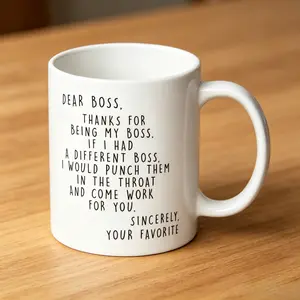 TikTok bosses gift，Dear Boss Funny Coffee Mug, Your Favorite Employee Mug,Funny Boss Mug - "If I Had a Different Boss I’d Punch Them" Sarcastic Coffee Cup,Boss Appreciation Mug, Funny Sarcastic Work Mug for Men Women, Office Humor Gift