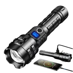 Multifunctional Flashlight Set, 1 Box Large Capacity Retractable Zoom Flashlight with Digital LCD Display, Outdoor Camping Lighting