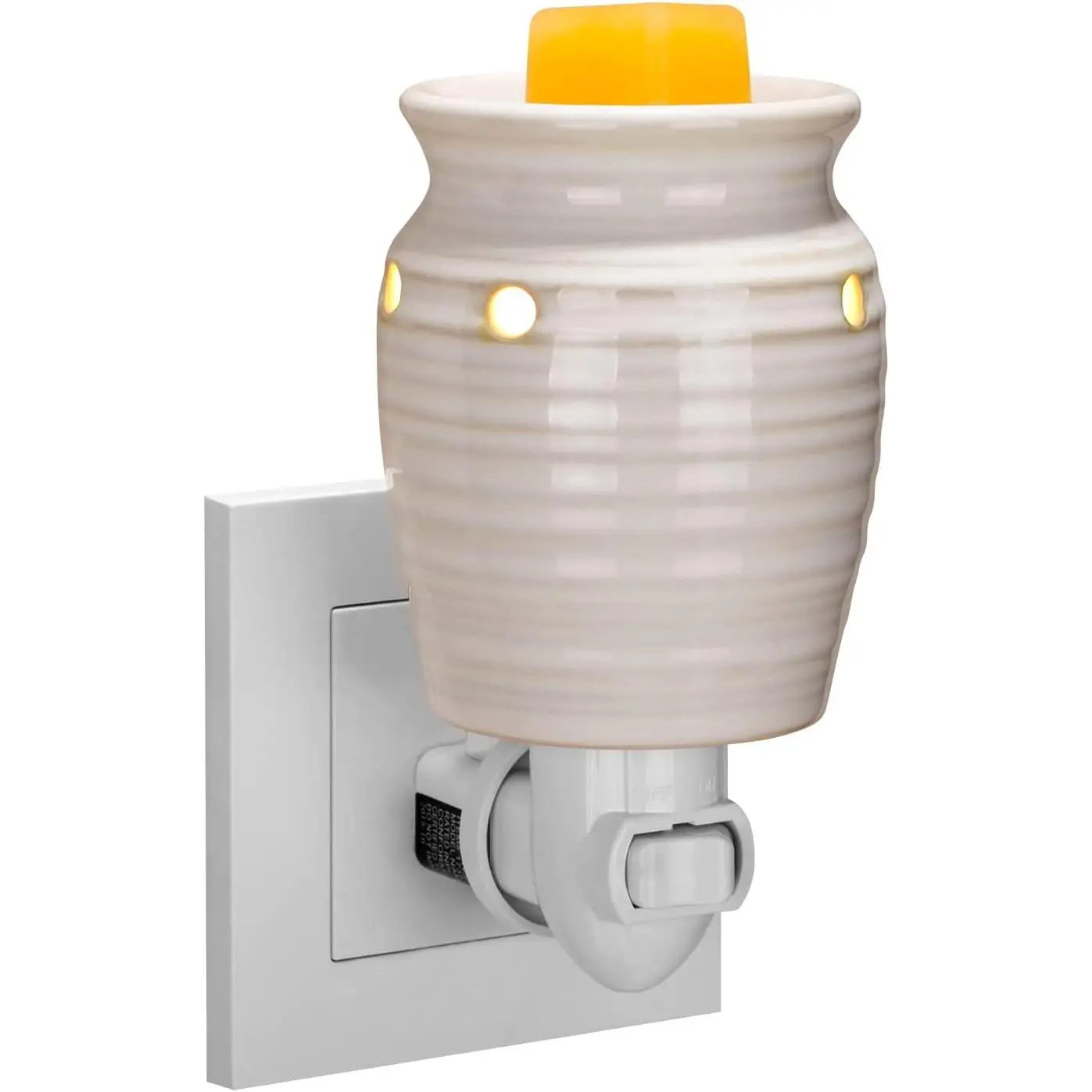 Ceramic Pluggable Wax Melt Warmer - Wall-Plug Fragrance Oil Diffuser & Candle Melter with 2 Light Bulbs, Ideal Gift for Home & Office (Beauty & Personal Care)