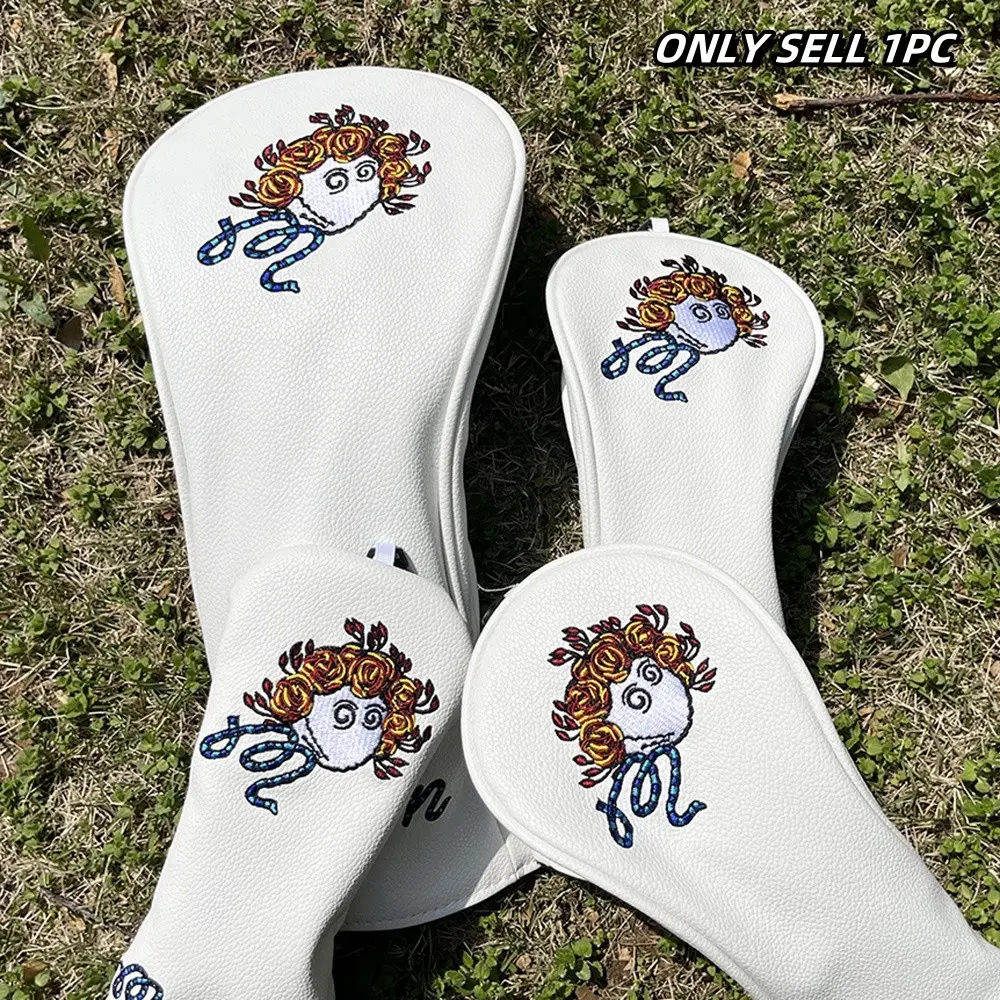 Cartoon Pattern Golf Club Head Covers, Golf Accessories, Durable PU Material, Dust-Proof Design, Ideal Gift for Weekend Golfers & Adventure Enthusiasts, Golf Gift Accessory