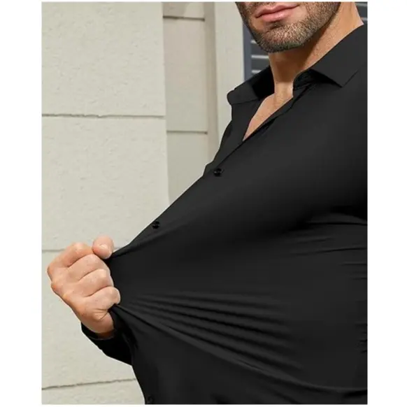 Royaura Stretch Mens Dress Shirts Long Sleeve Slim Fit Dress Shirts for Men Muscle Fit Wrinkle Free Button Down Shirt Breathable Slim-Fit