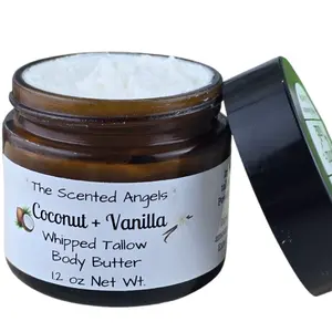 The Scented Angels Whipped Grass-Fed Beef Tallow/Suet Face and Body Cream with Lavender, Blood Orange Essential Oil, Coconut Vanilla Fragrance Unscented - Nourishing Moisturizer, Hydrating, Acne Scar Reducing, Moisturizing, Soothing, and Reparing Lotion