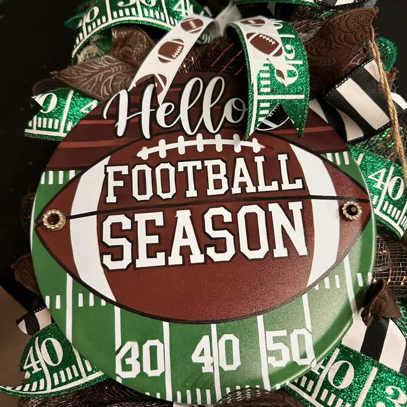 30 inch Swag Wreath - It’s Football Season Decor Vertical Ornament