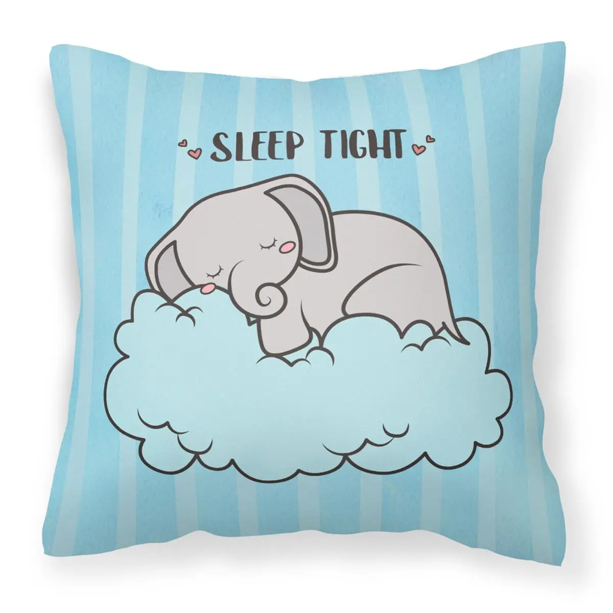 14x14 In Indoor/Outdoor Nursery Overstuffed Elephant Decorative Pillow, Woven Fabric, Fade-Resistant, Stain-Resistant, Machine-Washable