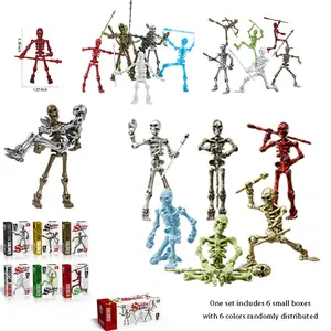 Classic Novelty Model Super Hot Skull Joint Figure, Stress Relief 3D Skull Model, Multi-Joint DIY Doll, Stem Assembly Toy, Color Box Packaging