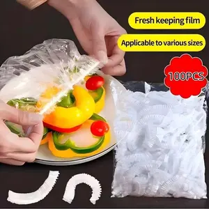 100pcs Elastic Food Storage Covers, Disposable Pe Film Bags, Kitchen Food Preservation Lids, Kitchen Essentials, Small Kitchen Tools, Kitchen Accessories