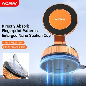 WONEW ZJ57 Magnetic Car Phone Mount, Extendable Metal Arm with Strong Vacuum Suction, Universal Dashboard GPS Holder for All Smartphones & Cars
