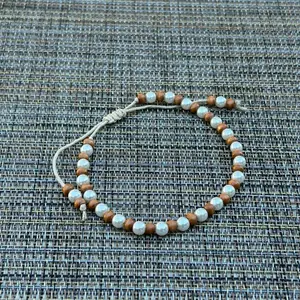 Wood and Pearl Adjustable String Bracelet Handcrafted with Natural Wood Beads & Faux Pearls for Versatile Style Comfortable Fit Ideal for Casual & Formal Occasions