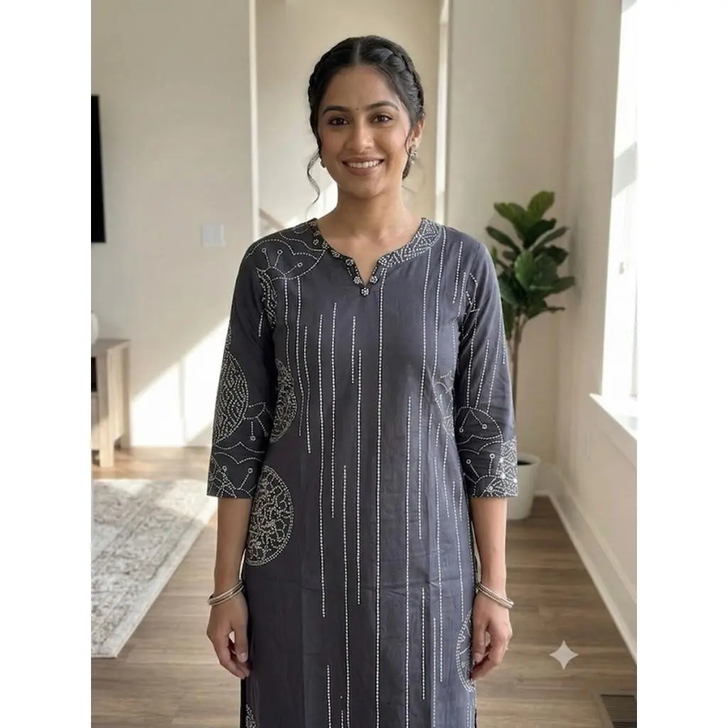 Women's Printed Kurta Set Elegant Two-Piece Outfit Ethnic Wear Trousers and Casual Kurti Set Traditional Festive Wear M/38” L/40” XL/42” XXL/44”
