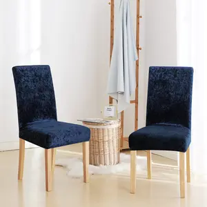 Deconovo Stretch Knit Chair Slipcover Snow Velvet Texture Solid Color Navy Blue for Home Decor