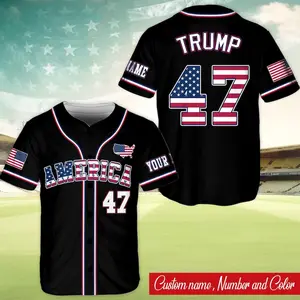 USA Trump 47 Baseball Jersey, Personalized Trump Supporter, Custom Name Trump Baseball Jersey, Trump Support Jersey, MAGA Baseball Jersey