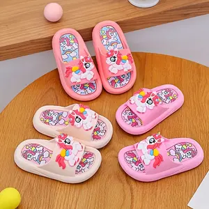 Cute Cartoon Unicorn Kids' Anti-Quick-Dry Breathable Soft Sole Boys All Seasons Indoor Outdoor Wear PVCA Material