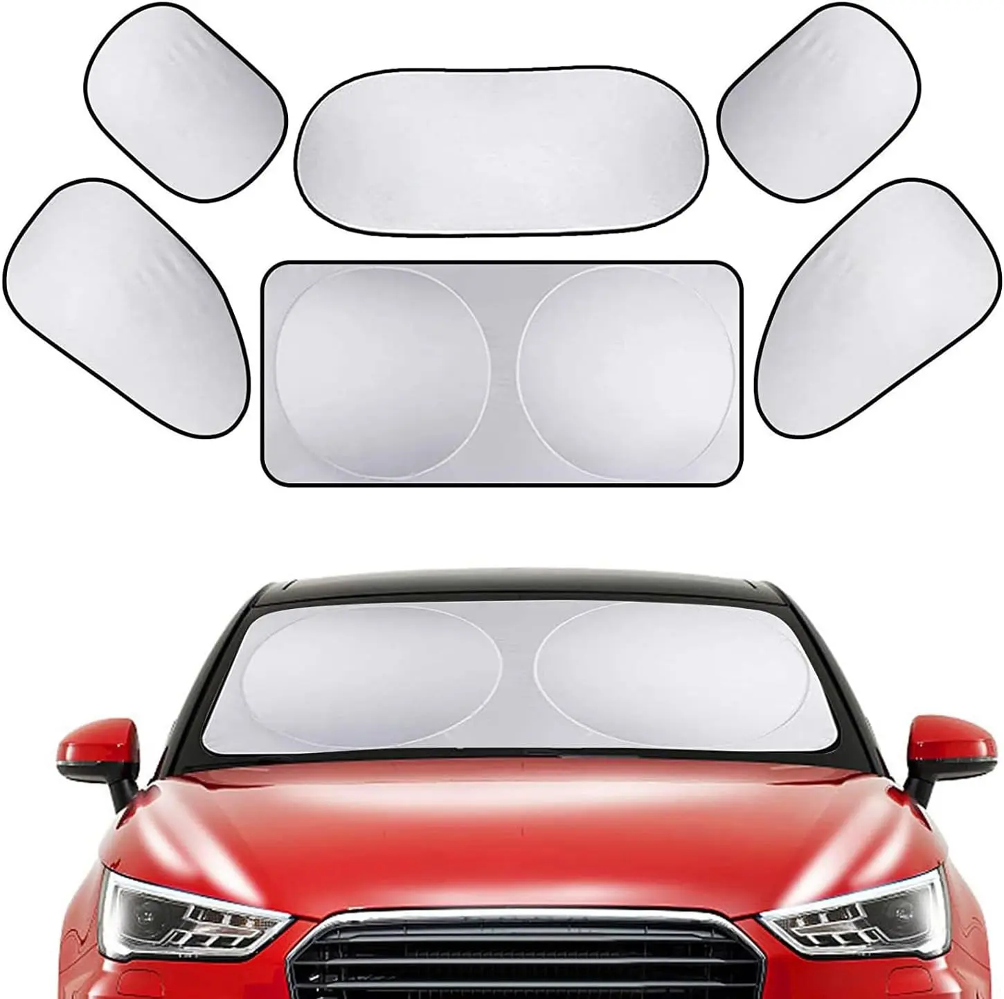 40 x 59Inch Universal Car Windshield Sunshade, 6 in 1 Automotive Glass Windshield Sun Shade With Storage Bag,Keep Car Interior Cool,Foldable Reflective for Windshield & Window Shades with Overlapping Design, Car Interior Accessories #fathersdaygift