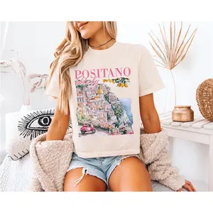 Comfort Colors Positano Italy Boxy Tee, Amalfi Coast Summer Vintage Graphic Shirt