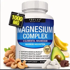 Premium Gentle Formula1000mg Magnesium Complex 8 Essential Magnesium Supplement Fitness Edible Vitamin Mineral Nutrition Bundle for Fitness Recovery & Nerve Support |   Non-GMO supplement fitness Healthcare Dietary