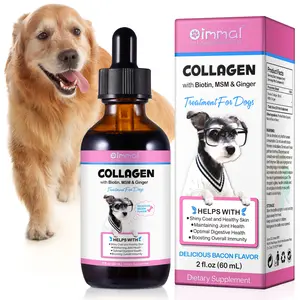 Oimmal Liquid Collagen for Dogs, Dog Liquid Collagen with MSM & Ginger for Itch Allergy Relief, Skin and Coat Supplement, Joint Support, Bacon Flavor, 2 fl. oz (60 ml)
