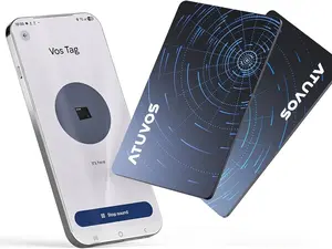 ATUVOS Air-Tag Wallet Tracker Card Ultra Slim 1.6mm for Android & iOS, Dual System Rechargeable Item Locator Works with Google Find Hub or Apple Find My APP for Luggage, Suitcase, Passport, 2 Pack