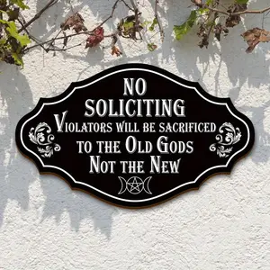 No Soliciting Sign, 1 Set Violation Will Be Served Notice Sign, Modern Design Door Sign, Home and Office Decor, Go Away Sign for Front Door & Wall
