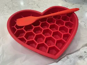 Valentines Slow Feeder Dog Bowl Heart-Shaped Interactive Pet Feeder for Puppies & Small to Large Dogs with Fun Honeycomb Design in Soft Durable Food-Grade Silicone