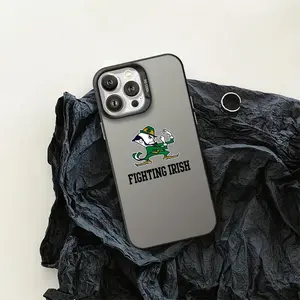 Team N-Notre Dame Fighting Irish Phone Case For iPhone 17-12 Pro Max, Hollow Laser Aurora Case Iridescent Gradient, Smooth Matte Durable Scratch-Resistant, Anti-Fingerprint Protective Cover, Shimmer Effect, Gift Men Women