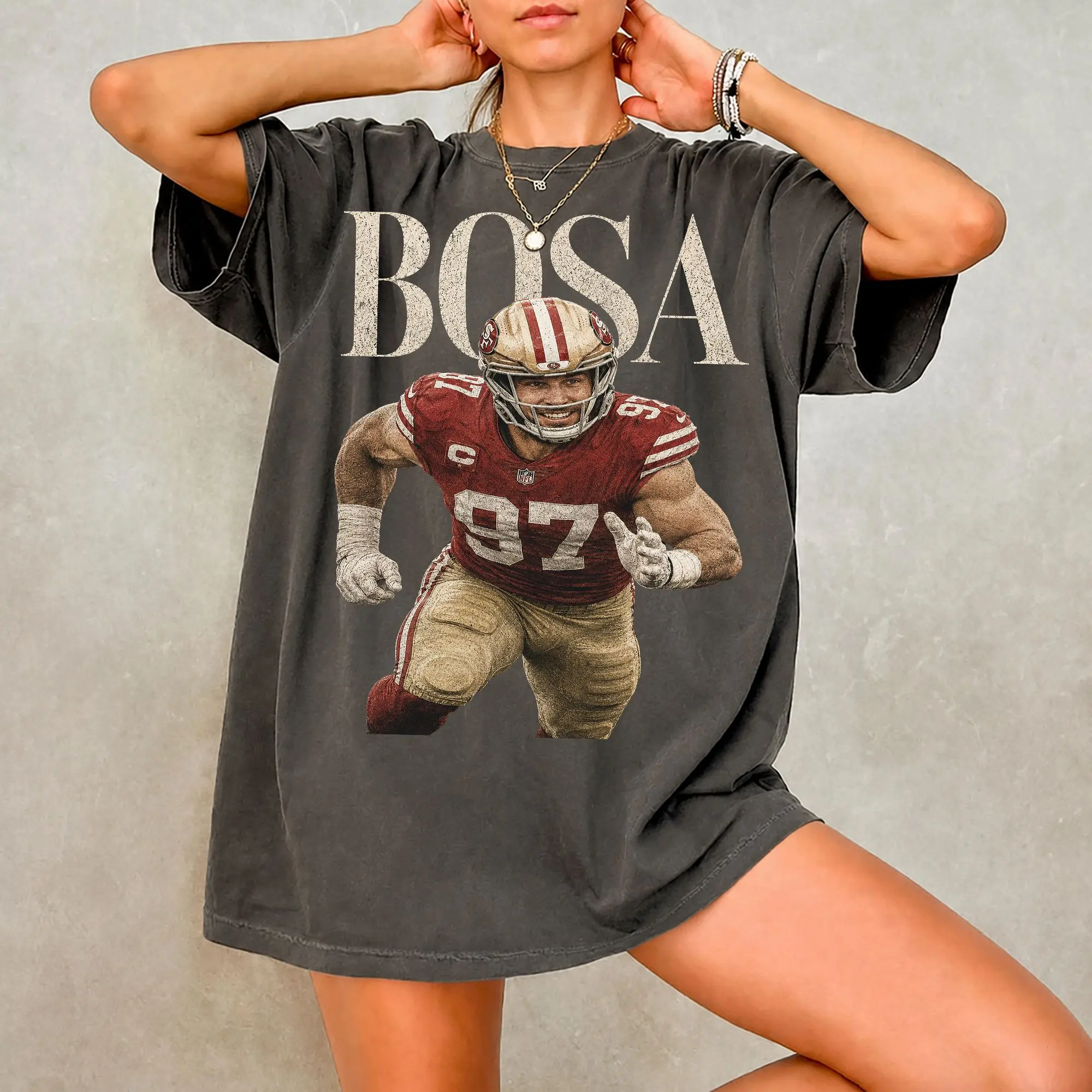 Nick Bosa Comfort Colors T-Shirt, San Francisco Football Graphic Tee, Vintage Game Day Shirt, Defensive End Fan Gift