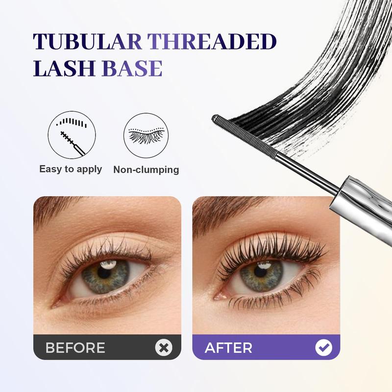 Waterproof quick-drying curling mascara - upgraded iron rod mascara, steel tube eyelash primer, long-lasting, no makeup, no clumps, no smudges, can create long, thick, three-dimensional long-lasting eyelashes.
