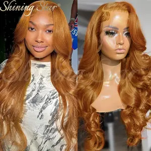 Ginger Blonde Body Wave 13*4 Lace Front Human Hair Wig Pre-Plucked with Baby Hair Colored Blonde Human Hair 13*6 Lace Frontal Wigs for Black Women
