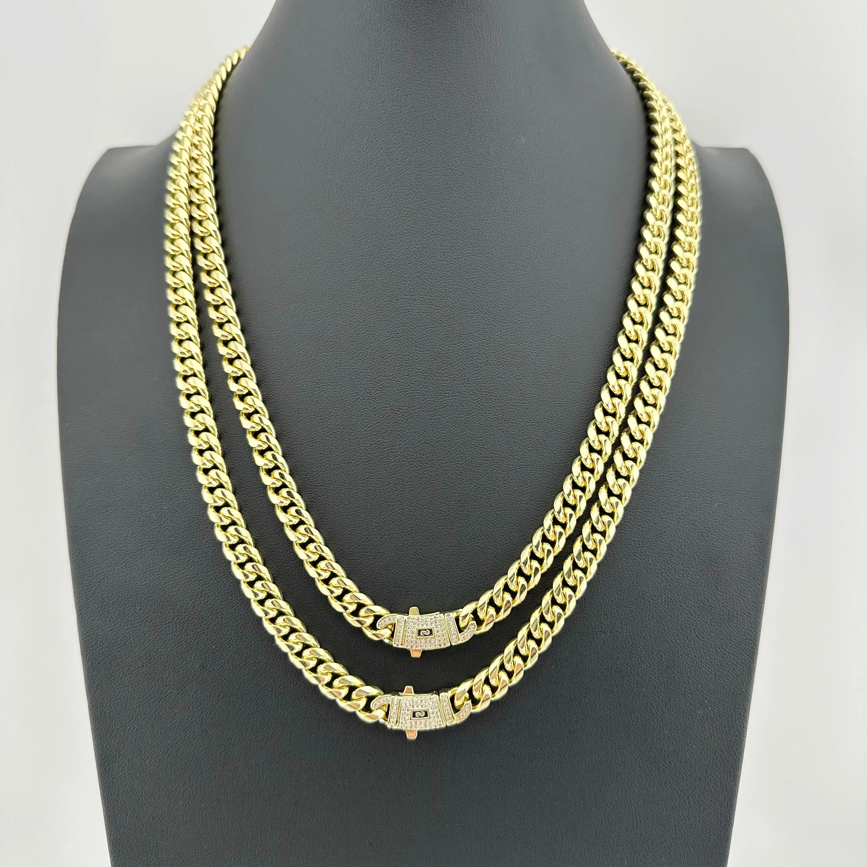 Mónaco Necklace with Zirconias - Unisex | Stainless Steel | 14K Gold Plated | 6mm/8mm/10mm/12mm | 22"/24" | Hypoallergenic | Water-Resistant | Includes Gift Case & Cleaning Cloth