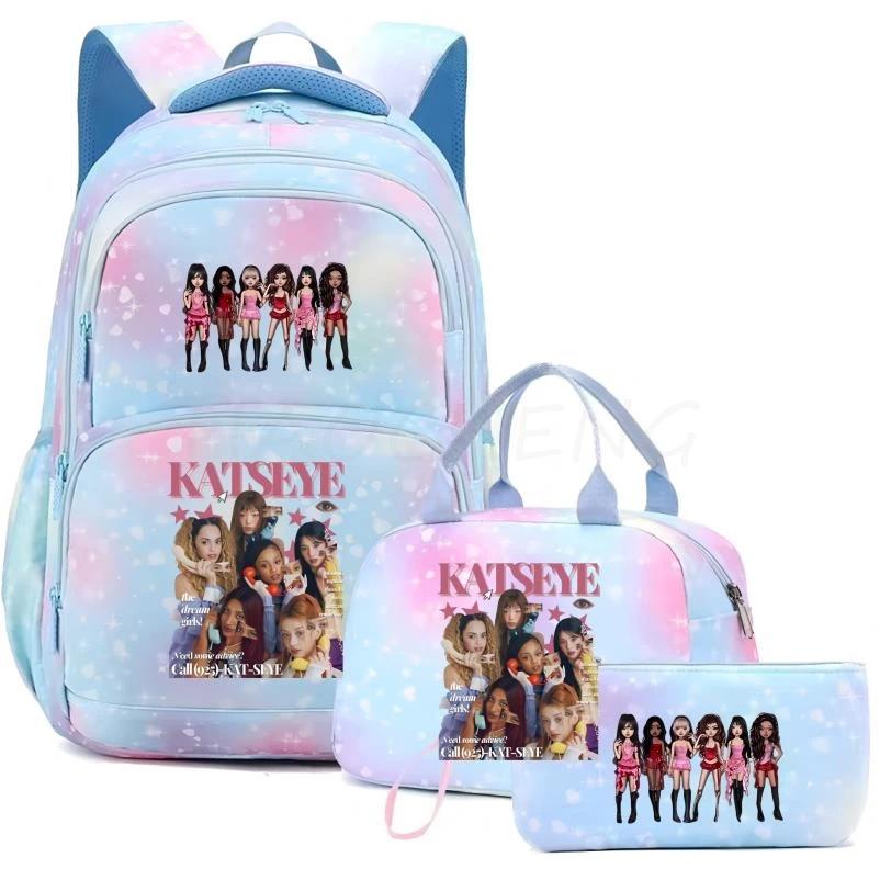 mochila Katseye Backpack Women 3 Pcs/Set Student SchoolBag  Large Capacity Outdoor Travel Bagpack Cartoon Students School Bag