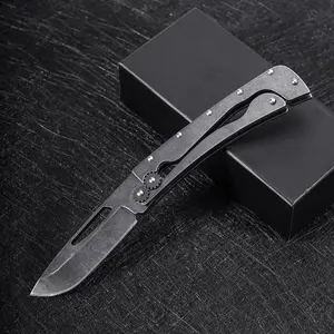 EDC Gear Mechanism Folding Pocket Knife，Tactical Stonewashed Gear Folding Knife, Must-Have Survival Gear for Outdoor Adventures