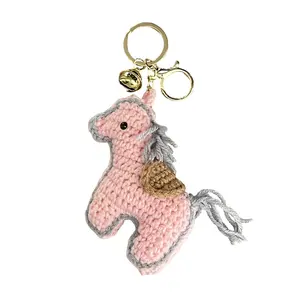Plush Knitted Small Horse Keychain for Women, Cute Cartoon Horse Year Mascot, Bag Pendant, Adorable Accessory, Perfect Gift Idea