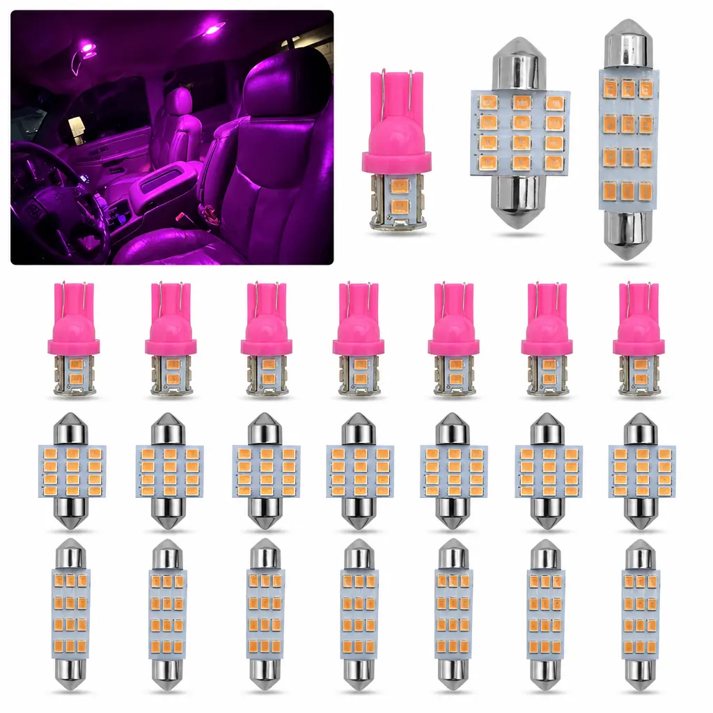24 PCS LED Interior Car Lights Set T10 31mm 41mm Dome Lights  Bulbs for Car Map Door License Plate Replacement 50000 Hour Life Plug and Play