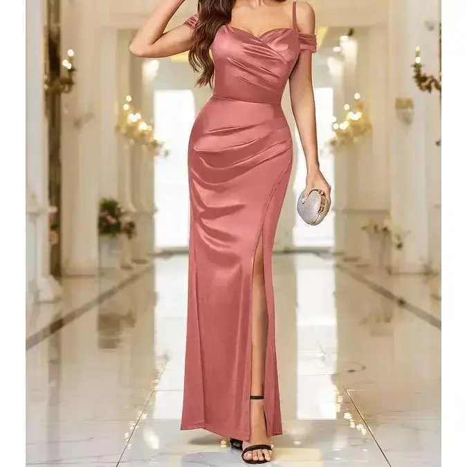 fitted lace wedding dress Flora Satin Maxi Dress main image 0