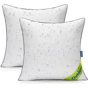 18x18 Outdoor Pillows Pack of 2 Water Resistant Waterproof Pillow Inserts Decorative Stuffer for Sofa Couch Patio and Garden