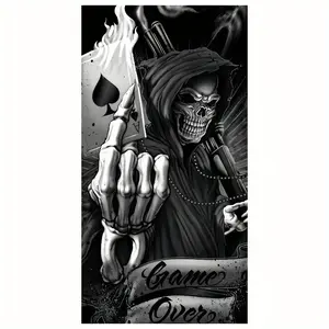 Skull & Spade A Design Car Sticker, Car Door Pillar Sticker, High Gloss Car B Pillar Protective Film, Universal Car Decoration Accessories, Car Decals, Vehicle Decoration
