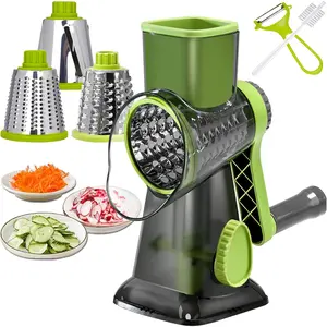 Cheese Grater Rotary Cheese Grater,Versatile Cheese Shredder,Blades for Shredding, Grating, Slicing,Cheese Shredder with Suction Base and Cleaning Brush Kitchen Gift (Green) Dachenus