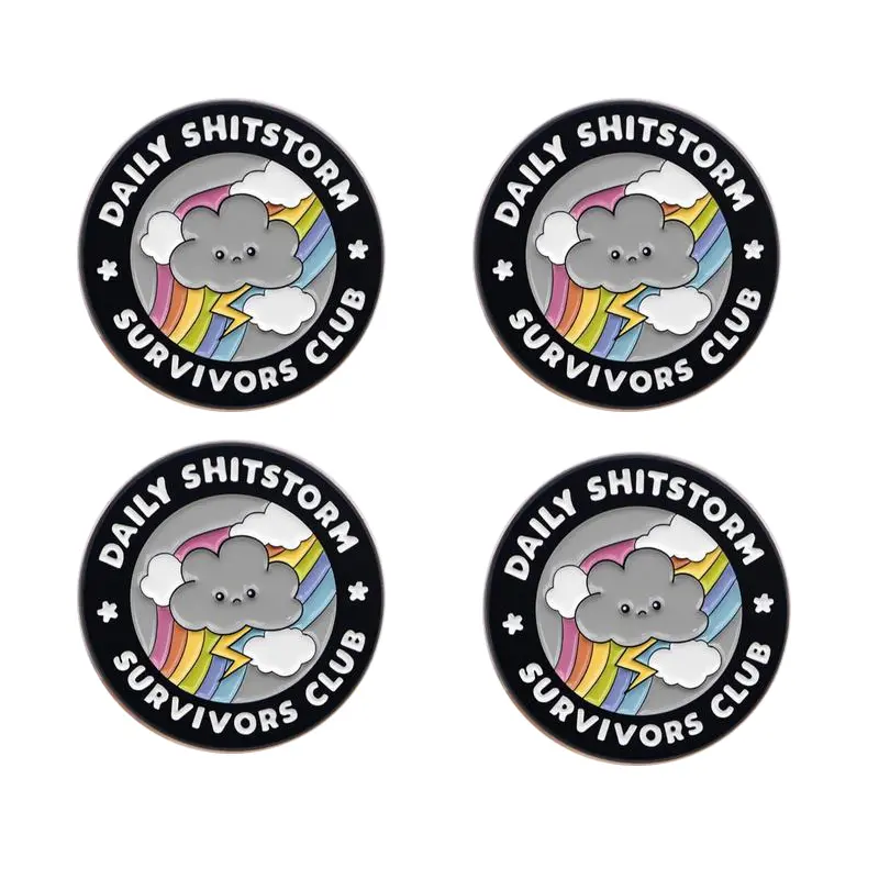 4PCS Multicolor Rainbow Cloud Durable Metal Pins - Humorous Dark Humor Graphic Design, Lightning Rainbow, Unisex Casual Daily Fashion Brooch Accessory, Stress Relief Gift for Office Workers