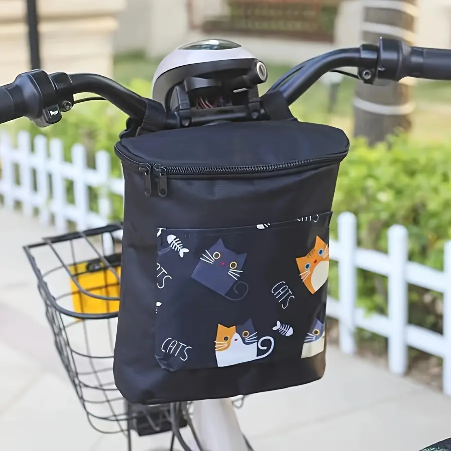Multifunctional Bike Handlebar Bag, Large Capacity, Two Styles, Front Storage with Zipper, Cycling Accessories, Bicycle Gear Organizer