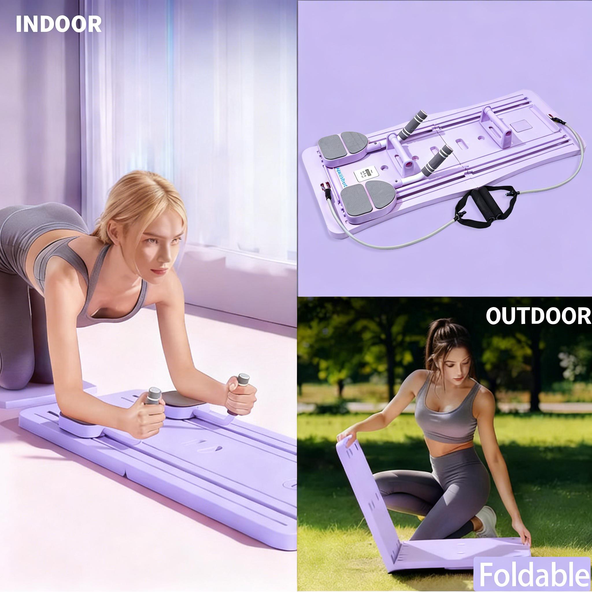 4 in 1 Foldable Pilates Reformer Board, Multi-Purpose Pilates Sliding Board for Home Full Body Workout