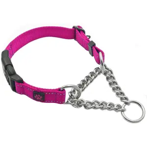 Max and Neo Stainless Steel Chain Martingale Collar - We Donate a Collar to a Dog Rescue for Every Collar Sold (Medium, Pink) Max and Neo
