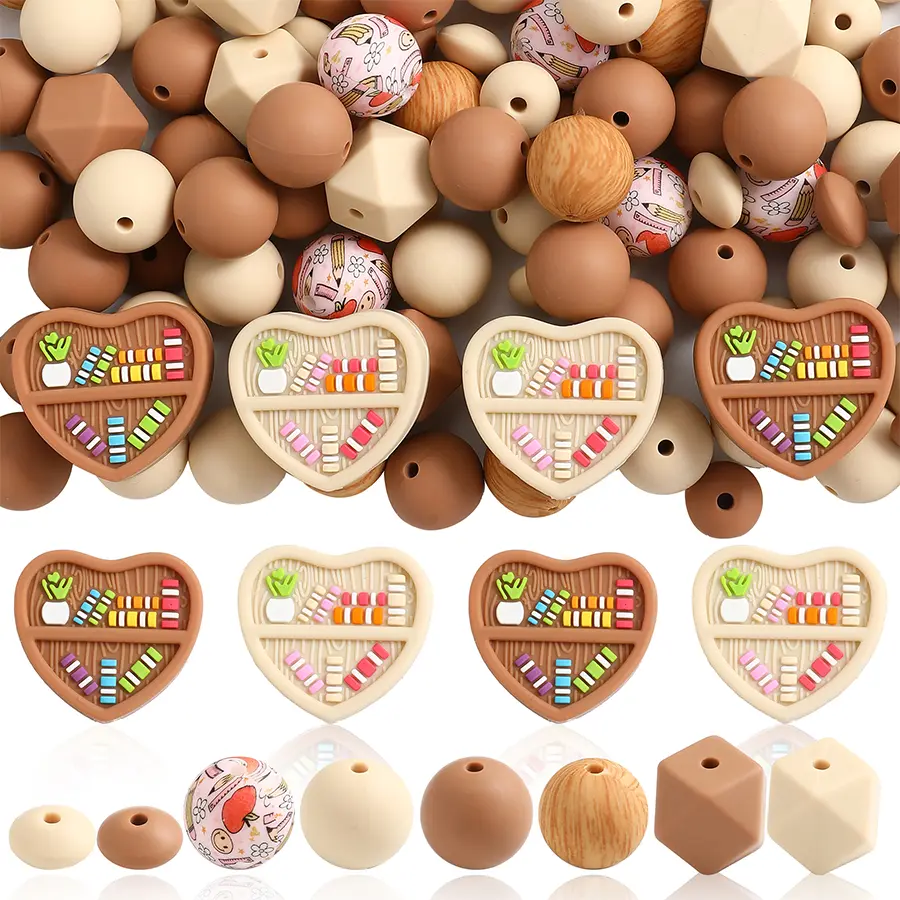 70 Heart-Shaped 2mm Silicone Beads Heart Beading Kits - DIY Beading Supplies, Mixed Beads, Charms for Crafts, DIY Craft Embellishments with Multi-Color Mini Books for Bracelets, Necklaces, Keychains - Ideal for Graduations, Mother's Day