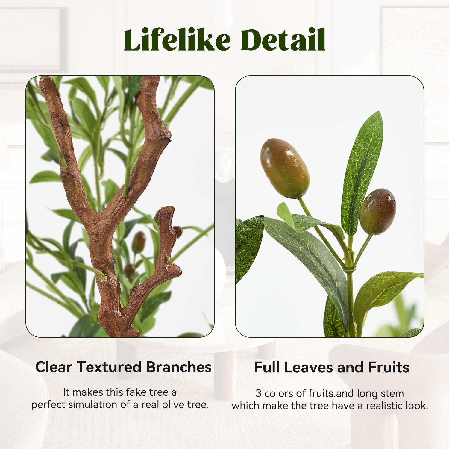 Artificial Olive Tree 7FT with Natural Bark Trunk Ultra-Realistic Faux Olive Plants for Indoor Outdoor Decor No Maintenance Required for Home Office Living Room Patio Porch Decoration