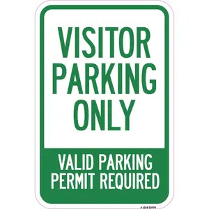 SignMission  12 x 18 in. Aluminum Sign - Parking Area Sign Visitors Parking Only - Valid Parking Permit Required