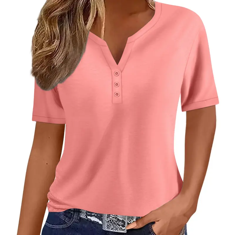 ZEAGOO Women's Basic Chic Stretchy 5% Spandex Short-Sleeve V-Neck Tops - Leggings-Friendly Beach Business Casual Work Blouses for Women's Clothes
