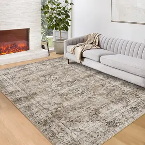 Vintage Washable Rugs Living Room,Short Pile Area Carpet for Outdoor Modern Vintage Rugs Classic Non Slip Carpet for Bedroom Home Decor Office Carpet