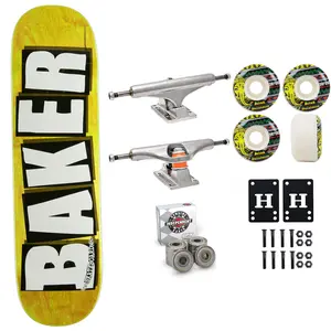 Baker Skateboard Stained Yellow B2 Shape 8.5" Independent Satori Premium Kit