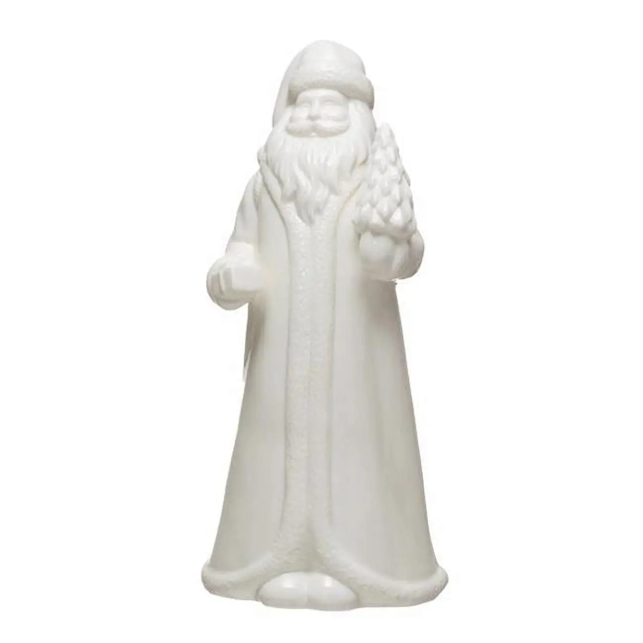 10 in. Christmas White Santa Claus Collectible Style Figurine with LED Lights - Pack of 6, 4.25 in. Home Decor Tabletop Statue, 10" Tall