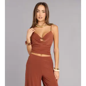 Effortless Chic Beaded Cowl Neck Top