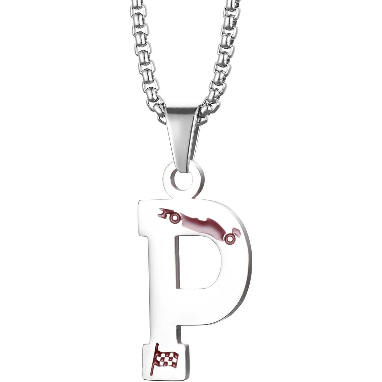 Racing Necklace Enthusiasts Letter Pendant Hobbies Teammates Stainless steel Sports cars Jewelry with chain
